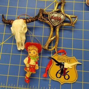Western Texas Ornaments Set of 4